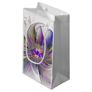 Energetic, Colourful Abstract Fractal Art Flower Small Gift Bag