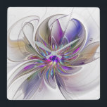 Energetic, Colourful Abstract Fractal Art Flower Square Wall Clock<br><div class="desc">A multicolored powerful fantasy flower, 
unique floral Fractal Art.
Design for your square wall clock and more.</div>