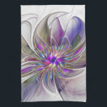 Energetic, Colourful Abstract Fractal Art Flower Tea Towel<br><div class="desc">A multicolored powerful fantasy flower, 
unique floral Fractal Art.
Design for your kitchen towel and more.</div>