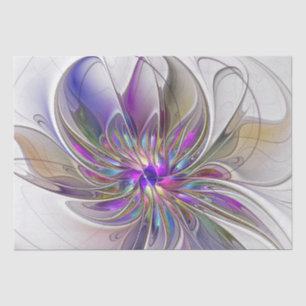 Energetic, Colourful Abstract Fractal Art Flower Tissue Paper