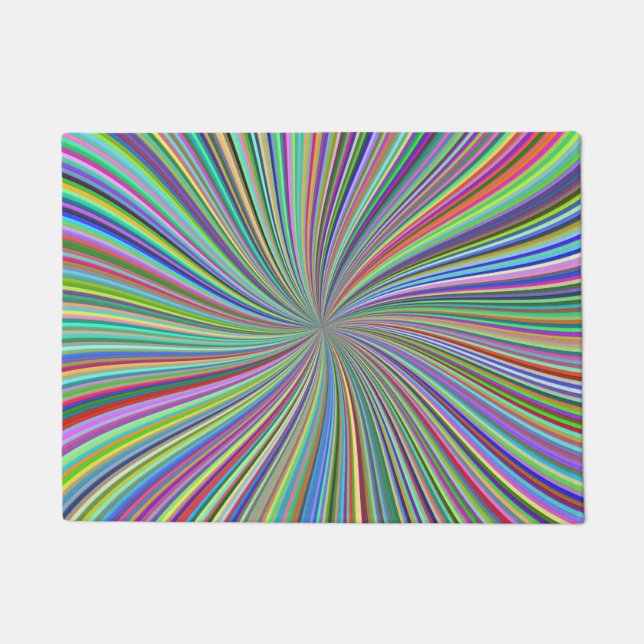 Energetic Colourful Ribbon Sunburst Doormat (Front)