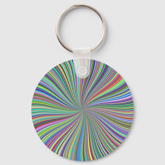 Energetic Colourful Ribbon Sunburst Key Ring (Front)