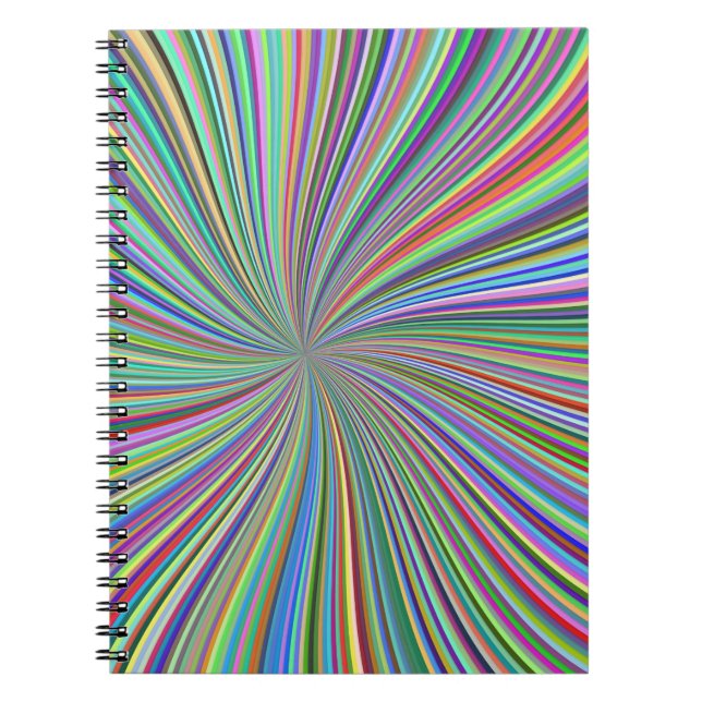 Energetic Colourful Ribbon Sunburst Notebook (Front)
