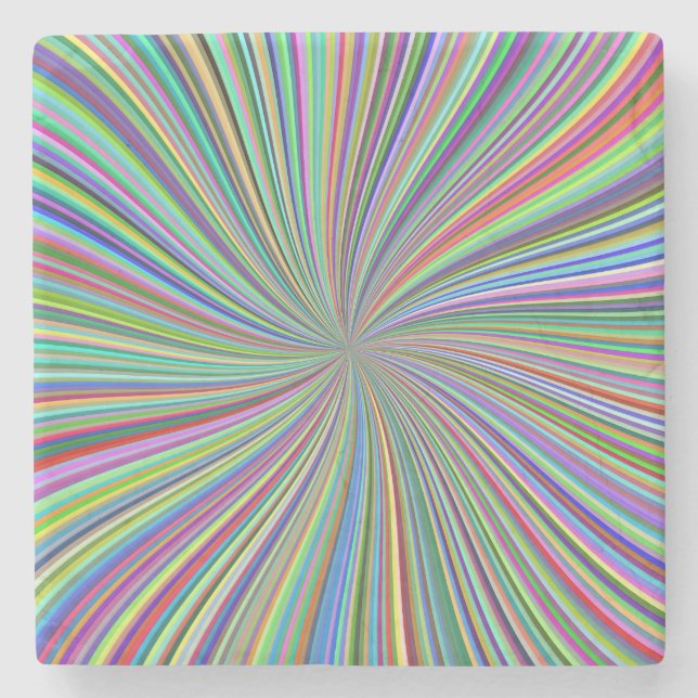 Energetic Colourful Ribbon Sunburst Stone Coaster (Front)