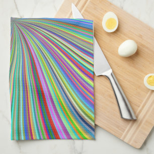 Energetic Colourful Ribbon Sunburst Tea Towel