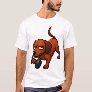 Energetic dachshund dumbbell comic motivation T-Shirt
