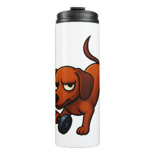 Energetic dachshund dumbbell comic motivation thermal tumbler