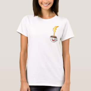 Energetic Kawaii Coffee Cup with Lightning Bolt T-Shirt