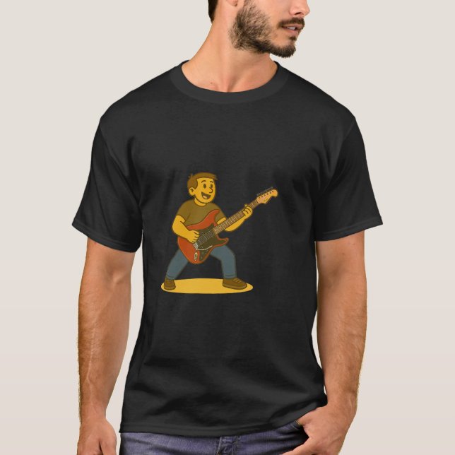 Energetic man playing guitar T-Shirt (Front)