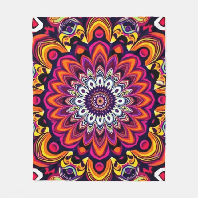 Energetic Mandala Fleece Blanket (Front)
