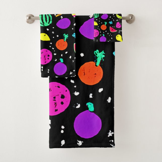 Energetic Neon Fruit Dance Bath Towel Set (Insitu)