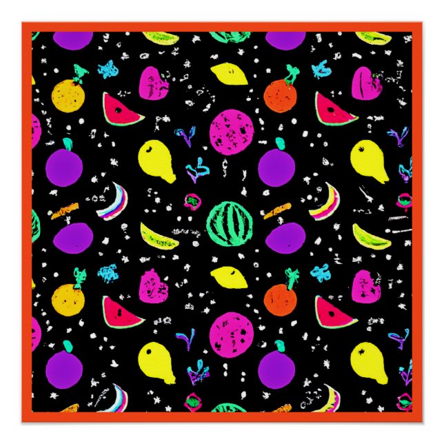 Energetic Neon Fruit Dance Poster (Front)