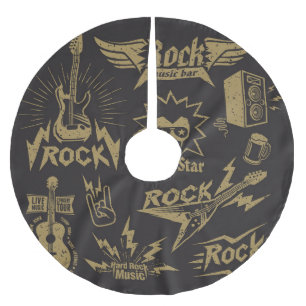 Energetic rock music essence brushed polyester tree skirt