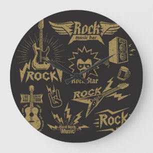 Energetic rock music essence large clock