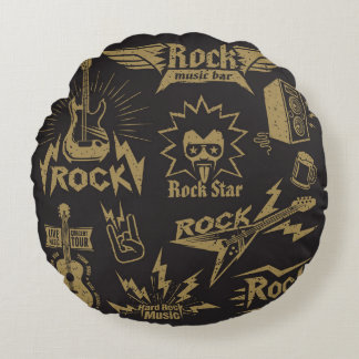 Energetic rock music essence round cushion