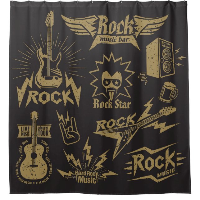 Energetic rock music essence shower curtain (Front)
