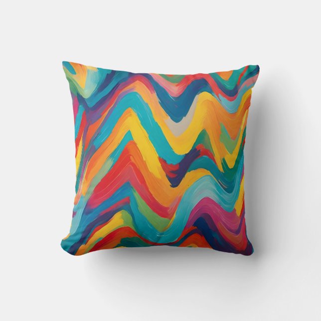 Energetic Zigzag in Multicolor Throw Pillow (Front)