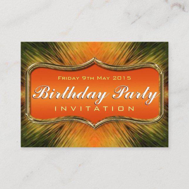 Energising Orange  Art Mini Birthday Invitations (Front)