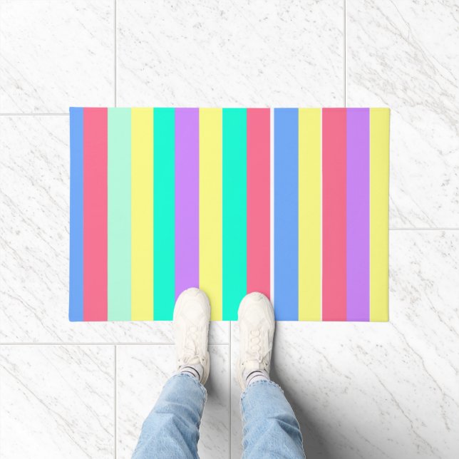 Energising Spring Pastel Stripes Doormat (Indoor)