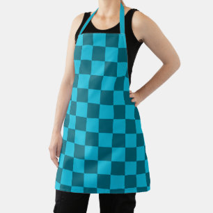 Energising Teal and Turquoise Chequerboard Pattern Apron