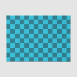 Energising Teal and Turquoise Chequerboard Pattern Tissue Paper
