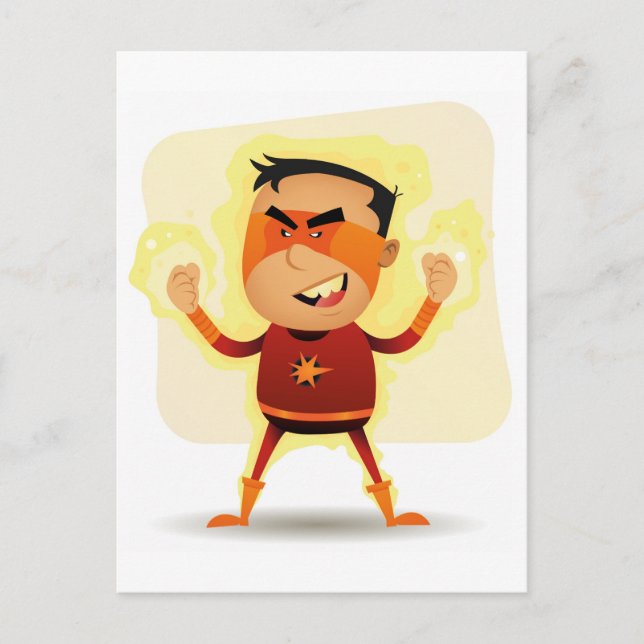 Energy Boy - Cartoon Superhero Superpower Postcard (Front)