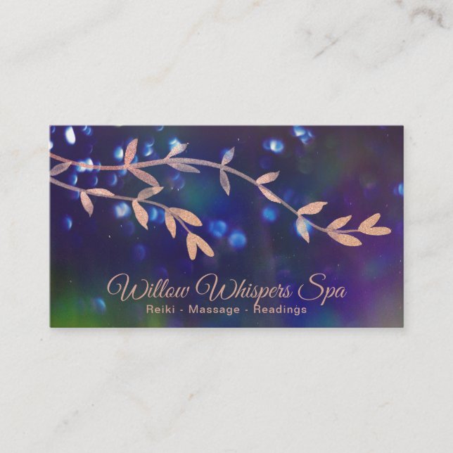 *~* Energy Bubbles Northern Lights Willow Branch Business Card (Front)