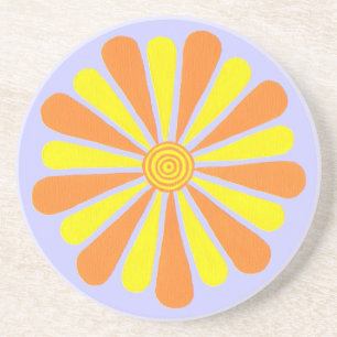 Energy burst, orange and yellow petals, coasters