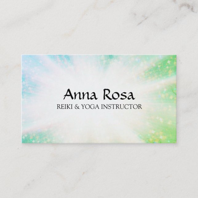 *~* Energy Bursts Rays Healing Sparkles Reiki Business Card (Front)
