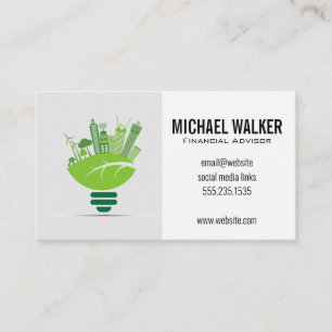 Energy City Bulb Logo   Eco Friendly Business Card