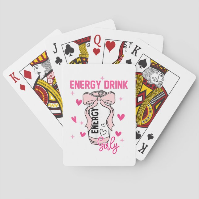 Energy Drink Girly Funny Drinking Lover Design Playing Cards (Back)