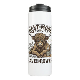 Energy Efficient Cow Vintage Lazy Highland Shirt Thermal Tumbler