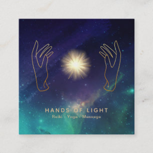 *~* Energy Hand Universe Cosmic Stars Light Square Business Card