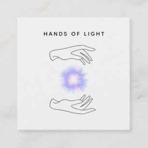 *~* Energy Hands Ball + Lights Reiki Healing Square Business Card