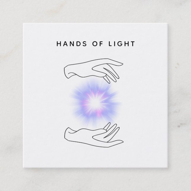 *~* Energy Hands Ball | Lights Reiki Healing Square Business Card (Front)