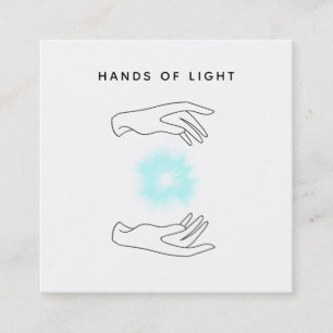 *~* Energy Hands Ball + Reiki Light Healing Square Business Card