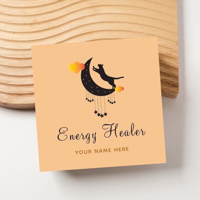 Energy Healer Black Cat Psychic Fortune Teller  Square Business Card (Creator Uploaded)