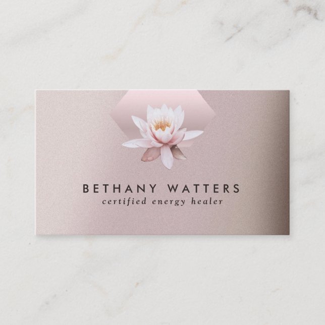 Energy Healer Counsellor Lotus Dusty Rose Gradient Business Card (Front)