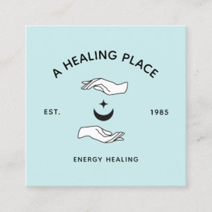 Energy Healer Moon and Stars Square Business Card