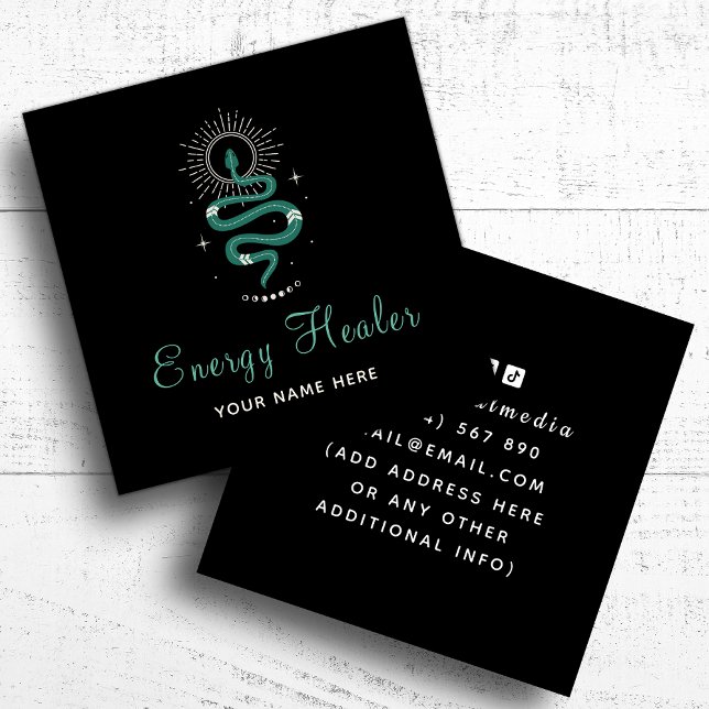 Energy Healer Mystic Snake Psychic Fortune Teller  Square Business Card (Creator Uploaded)