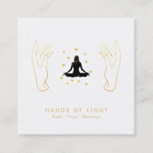 *~* Energy Healing Hands Woman Lotus Pose Square Business Card