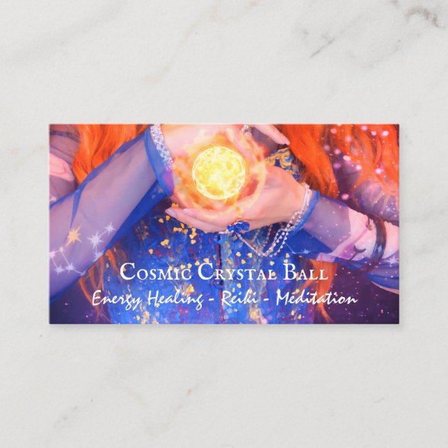 Energy Healing Reiki Crystal Ball Fortune Teller Business Card (Front)
