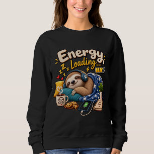 Energy Loading Sloth – Funny Cosy Sloth Low Batter Sweatshirt