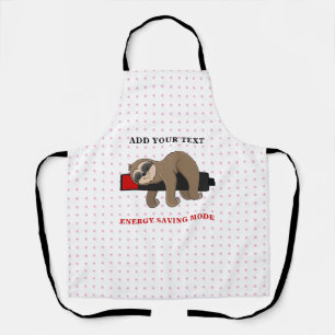 Energy Saving Mode   Funny Sloth Personalised Apron