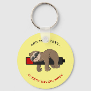Energy Saving Mode   Funny Sloth Personalised Key Ring