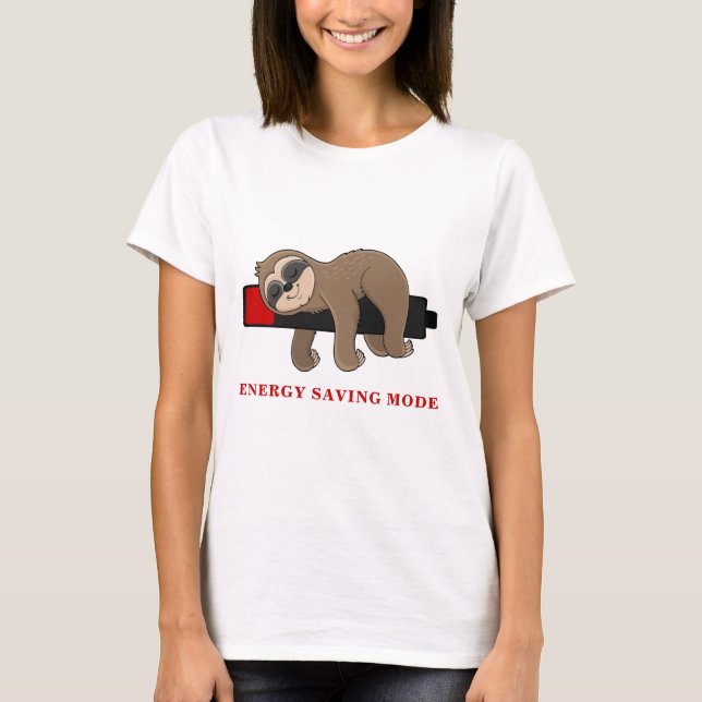 Energy Saving Mode | Funny Sloth Personalised T-Shirt (Front)