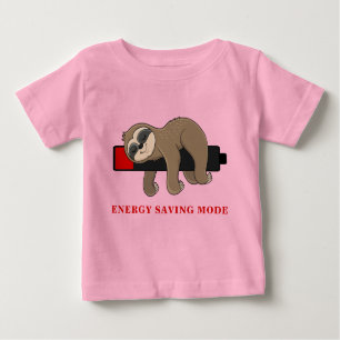 Energy Saving Mode   Funny Sloth Template  Baby T-Shirt