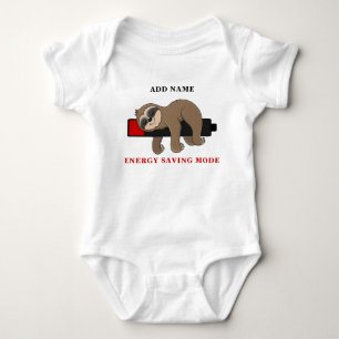 Energy Saving Mode Funny Sloth Template Unisex Baby Bodysuit