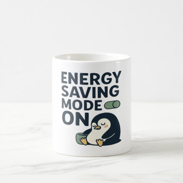 Energy saving Mode on- Cute penguin design Coffee Mug (Center)