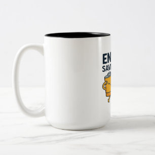 Energy Saving Mode On- Funny Battery Lazy Tshirt Two-Tone Coffee Mug